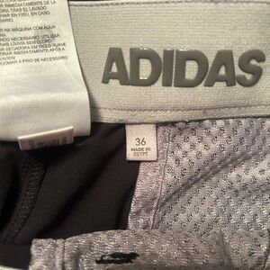 Adidas Gray Athletic Shorts with Geometric Pattern